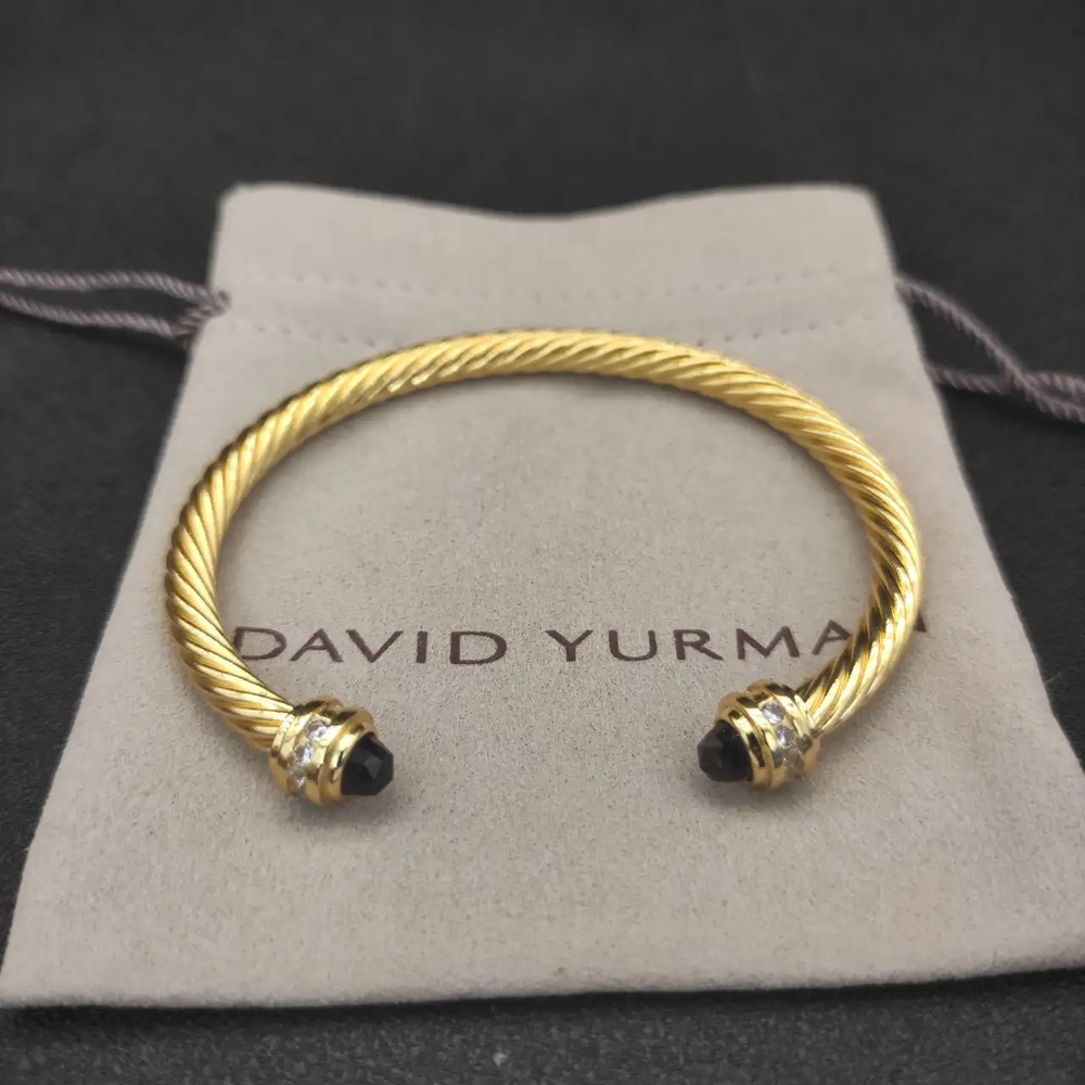 David Yurman 5mm Gold Diamond Bracelet with Purple Diamonds